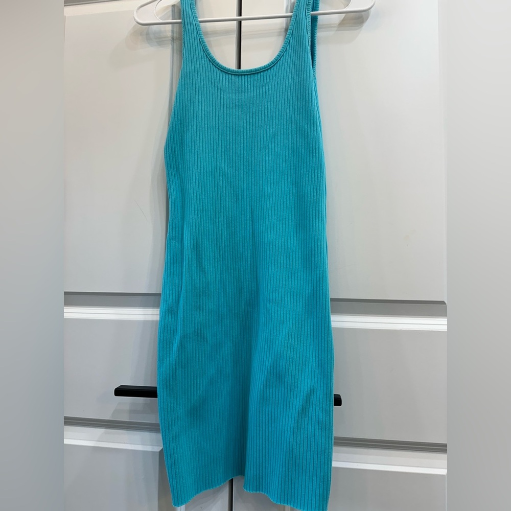 Calvin Klein- Turquoise Ribbed Sleeveless Dress